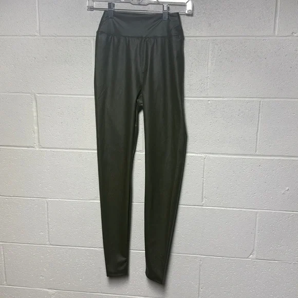 Aerie Olive Faux Leather High-Rise Leggings - Picture 1 of 8